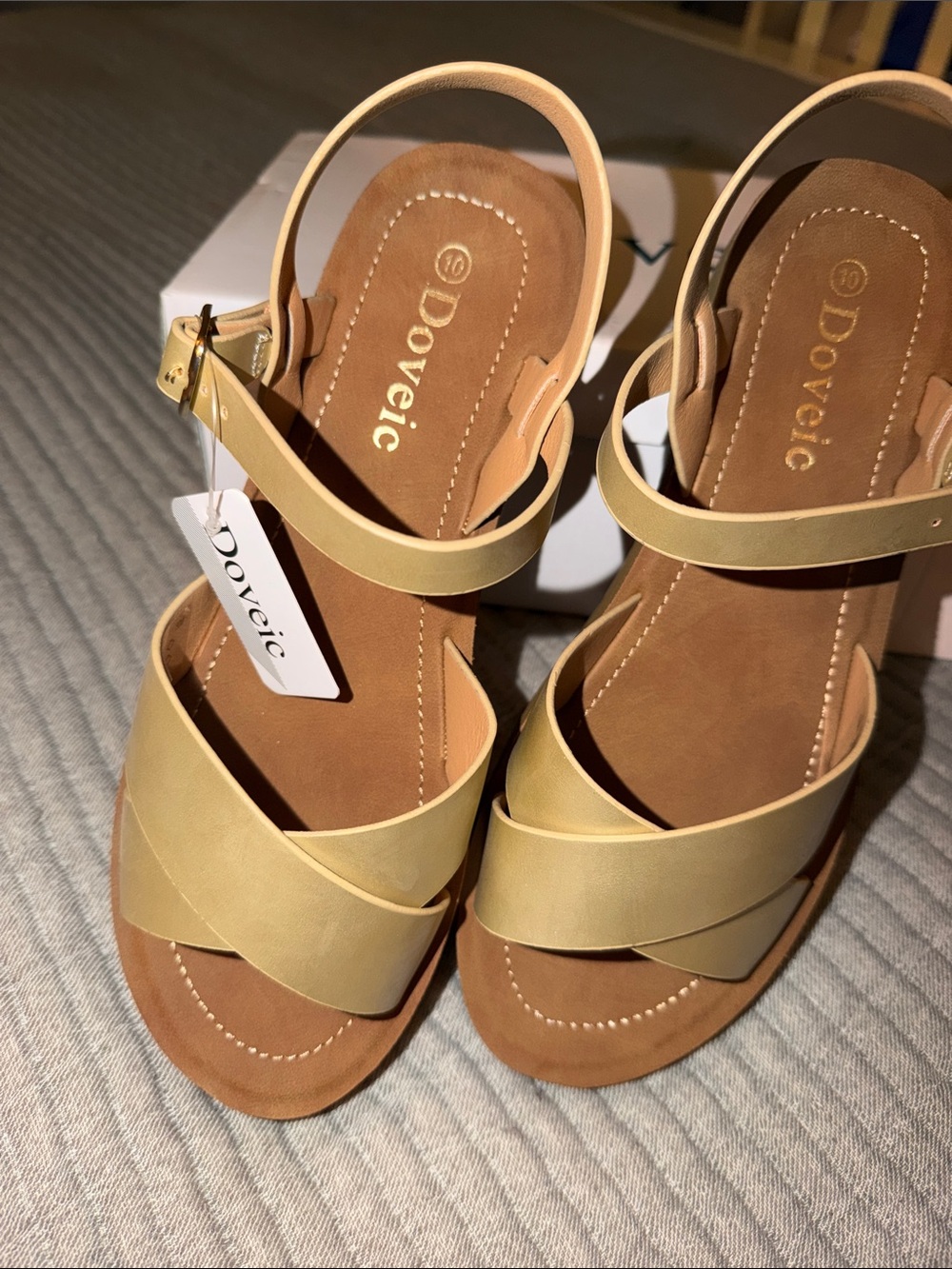 Yellow Golden Crisscross Ankle-Strap Sandals